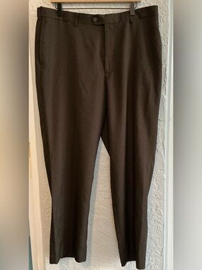 Savane Men's Dress Comfort Waist Band Pants - Brown